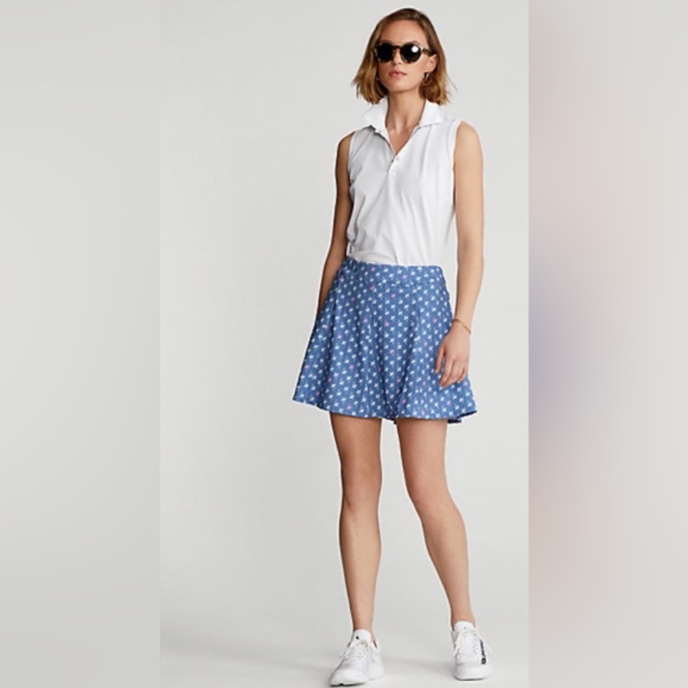 RLX ralph lauren Golf blue multi Paneled Performance jersey Skort size small new
